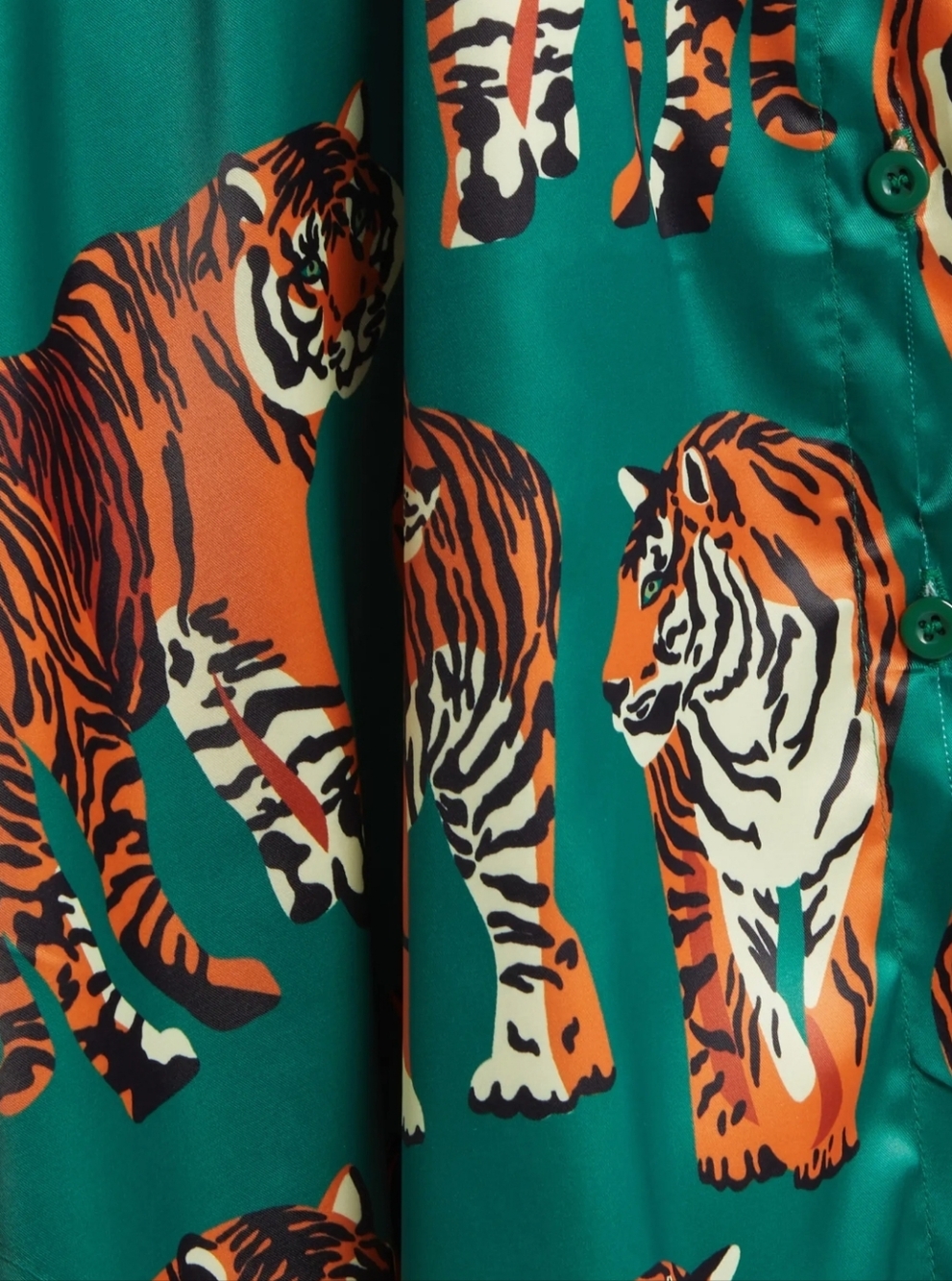 DRESS IN LALA TIGER PRINT ROYAL SATIN TOP IN EMERALD SIZE XXL NWOT - Picture 2 of 16